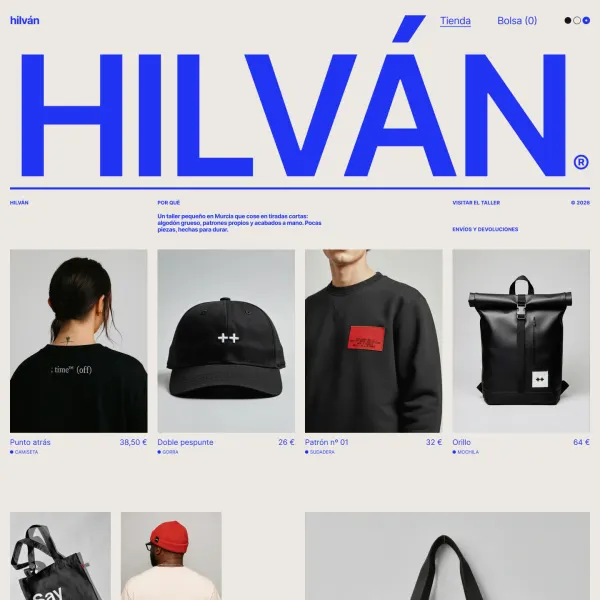 Concepto de web para Hilván, taller de ropa