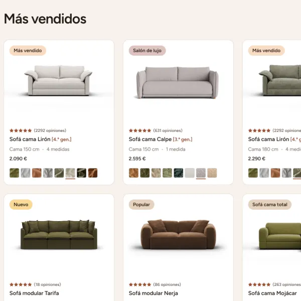 Concepto de tienda online para Lirón, sofás