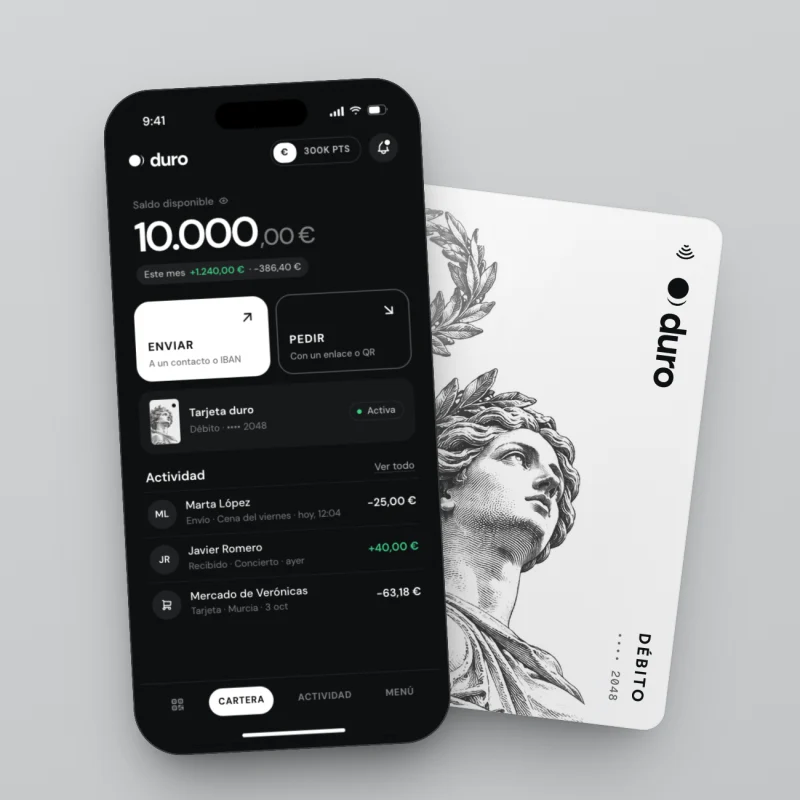App de monedero duro con su tarjeta