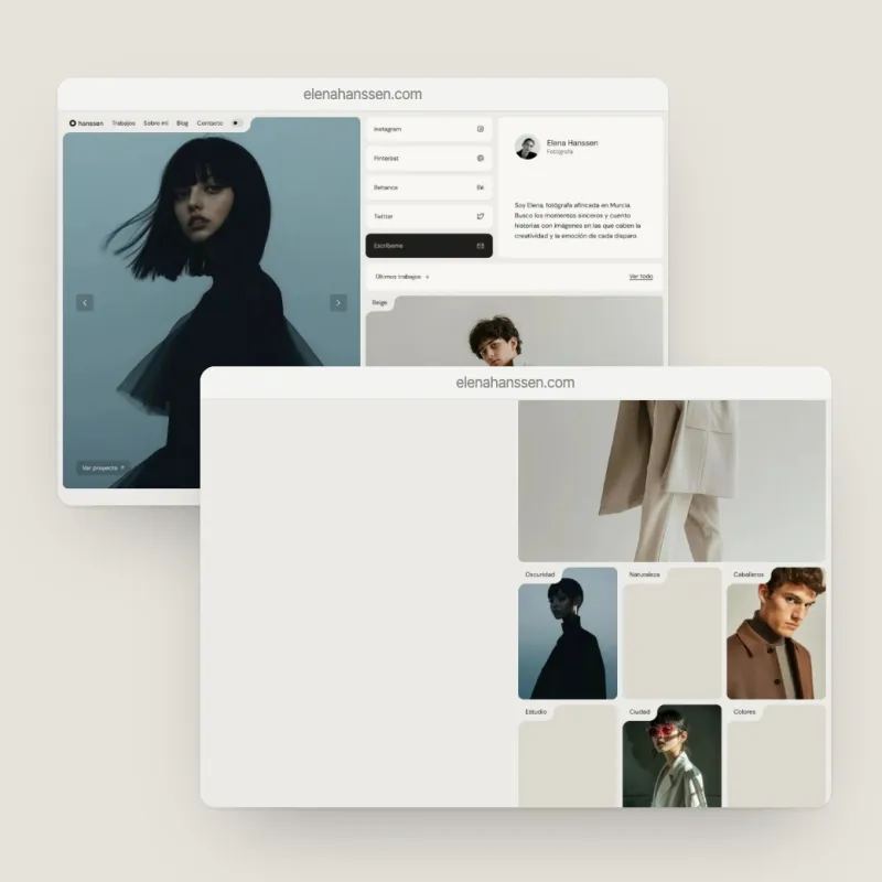 Concepto de web para Elena Hanssen, fotógrafa