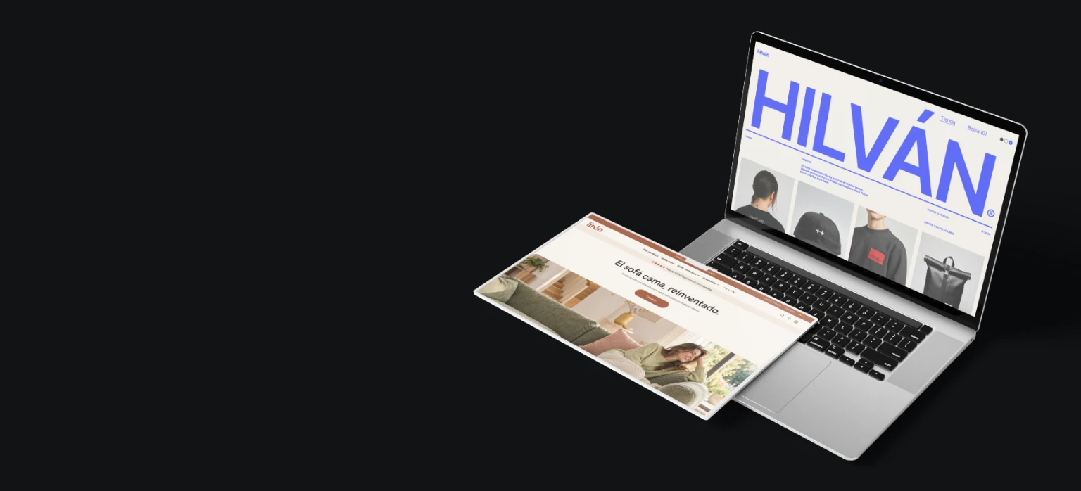 La web de Hilván en un portátil y la de Lirón delante