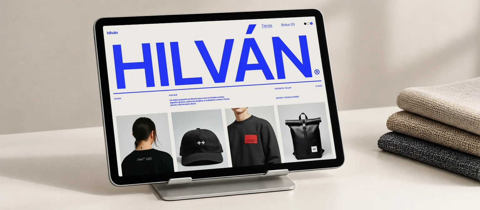 Tienda online de Hilván en una tableta