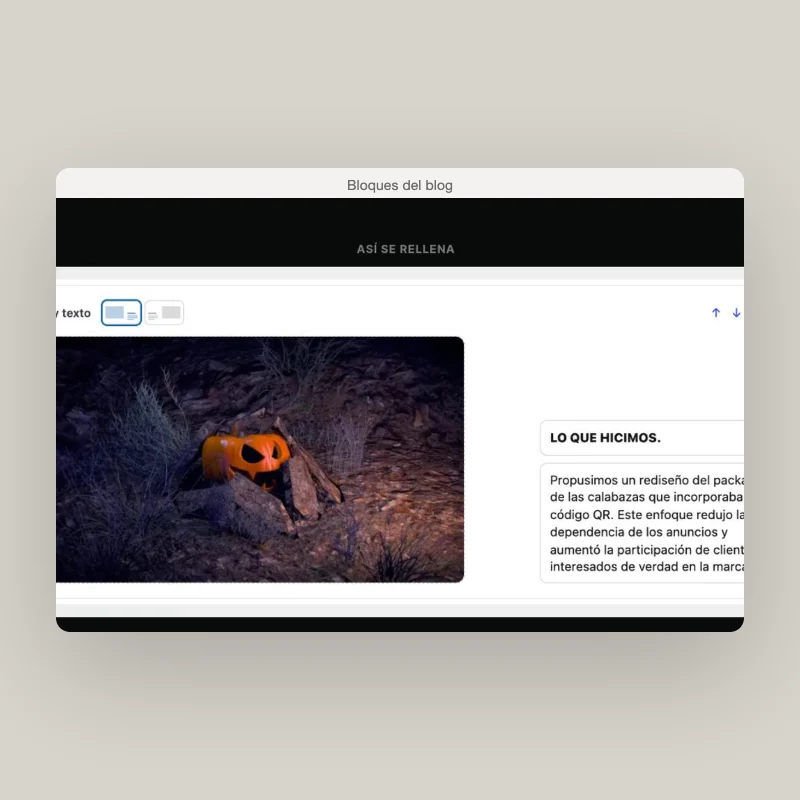 Bloque de foto y texto en el escritorio de Lateral