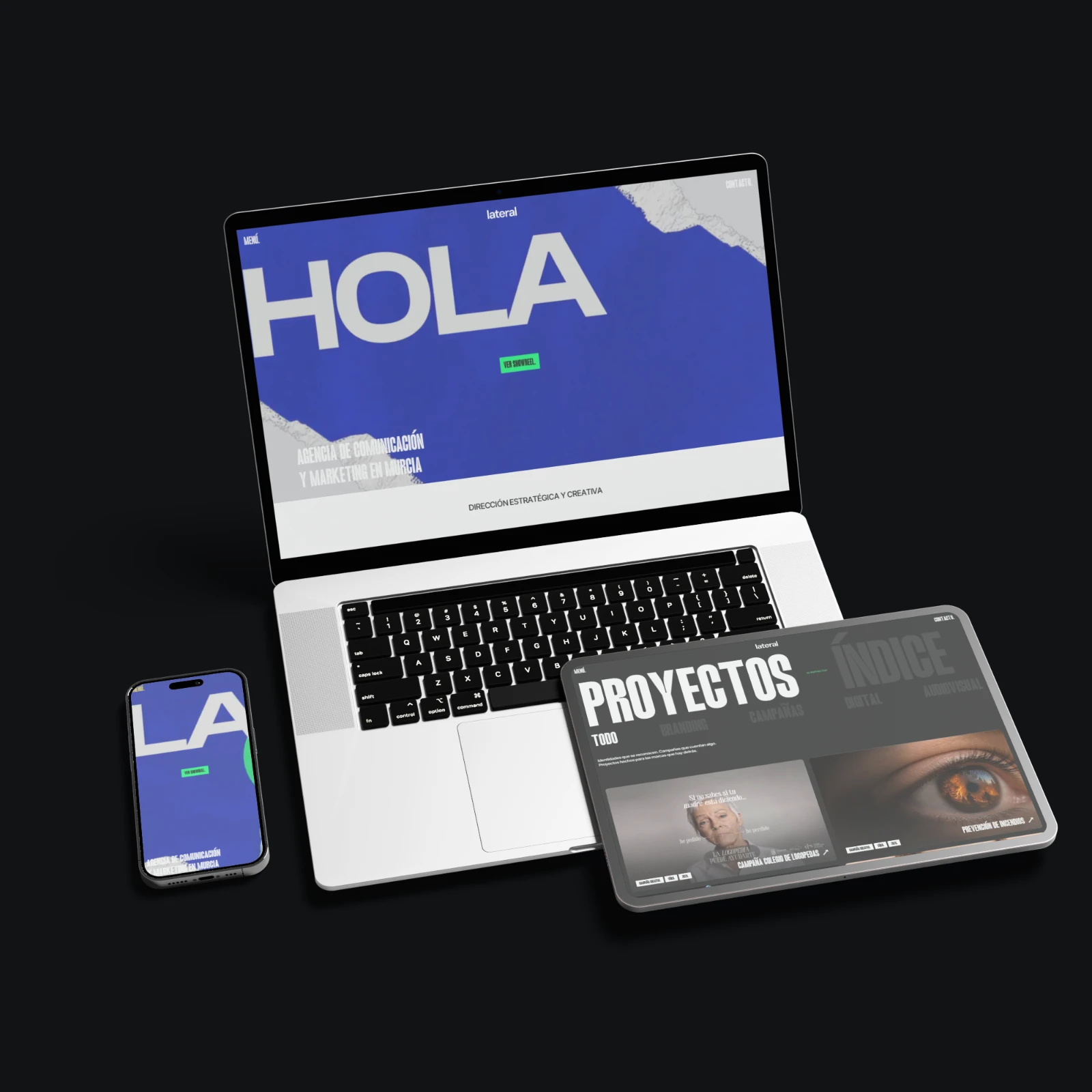 Portada y menú de la web de Lateral
